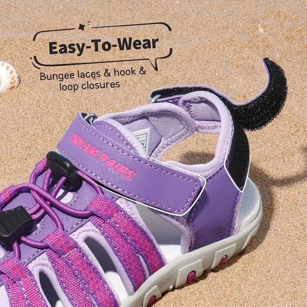 Dream Pairs Purple & Pink Kids Sport Sandals